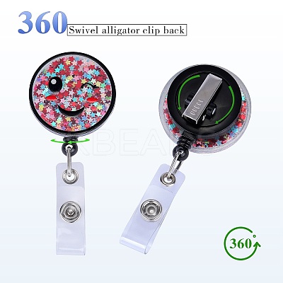 Sequin Quicksand Effect Acrylic & ABS Plastic Badge Reel AJEW-SZ0002-46B-1