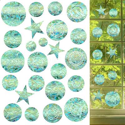 6PCS PVC Stickers Dazzling Color Window Stickers 3D Laser Circle Shapes Electrostatic Glass Window Stickers JX835A-1
