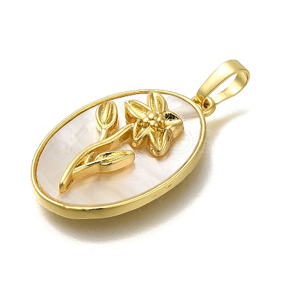 Brass Pave Shell Birth Flower Pendants FIND-I040-04J-1