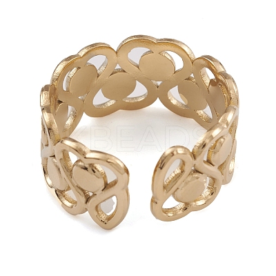 Ion Plating(IP) 304 Stainless Steel Cuff Rings RJEW-G285-77G-1