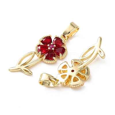 Brass Micro Pave Cubic Zirconia Pendants KK-Z141-06G-1