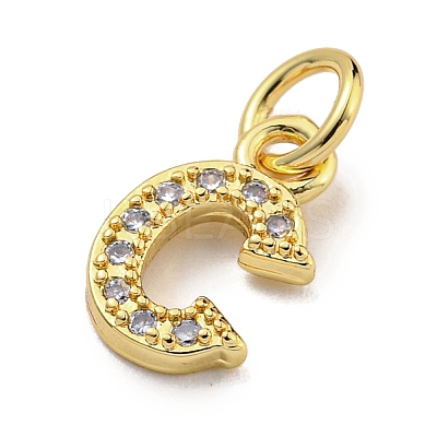 Initial Letter Brass with Cubic Zirconia Charms KK-Q814-26C-G-1
