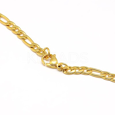304 Stainless Steel Figaro Chain Necklace Making X-STAS-A028-N023G-1