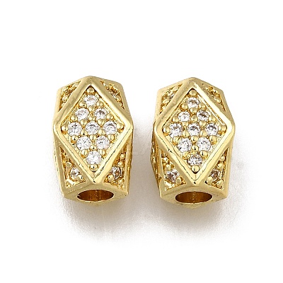 Brass Micro Pave Clear Cubic Zirconia European Beads LS-ZIRC-I070-045G-1