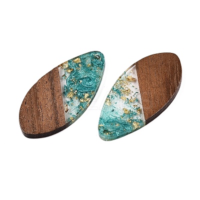 Transparent Resin and Walnut Wood Pendants RESI-T057-05I-1