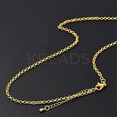 Brass Double Link Chains Necklaces for Women NJEW-D302-37G-1