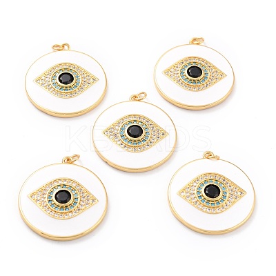 Real 18K Gold Plated Brass Micro Pave Cubic Zirconia Pendants ZIRC-L100-084G-05-1
