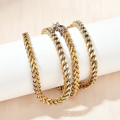 5MM 304 Stainless Steel Wheat Chain Necklaces for Women Men NJEW-Z093-04G-1