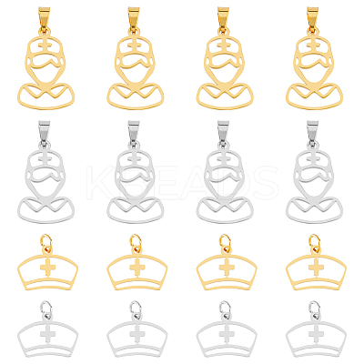 16Pcs 4 Style 201 Stainless Steel Pendants STAS-DC0011-61-1