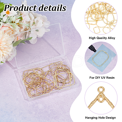 26Pcs 13 Styles Brass & Alloy Open Back Bezel Pendants and Links FIND-OC0003-52-1