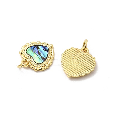 Epoxy Resin & Natural Paua Shell Heart Charms KK-K384-19A-G-1