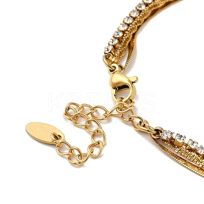 Stainless Steel Link &Herringbone Chains Three Layers Necklaces NJEW-D054-02G-1