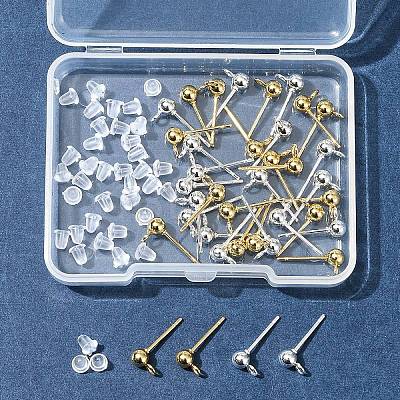 40Pcs 2 Colors 304 Stainless Steel Stud Earring Findings STAS-FS0001-57-1