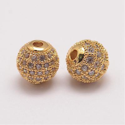Brass Micro Pave Cubic Zirconia Beads ZIRC-E110-05G-1