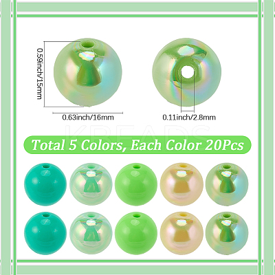 100Pcs 5 Colors St. Parikh's Day Them Opaque Acrylic Beads MACR-SP0001-62-1