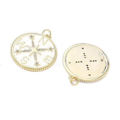 Eco-Friendly Brass Micro Pave Clear Cubic Zirconia Enamel Pendants ZIRC-C024-01G-02-1-1