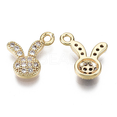 Brass Micro Cubic Zirconia Bunny Charms KK-N231-124-NF-1
