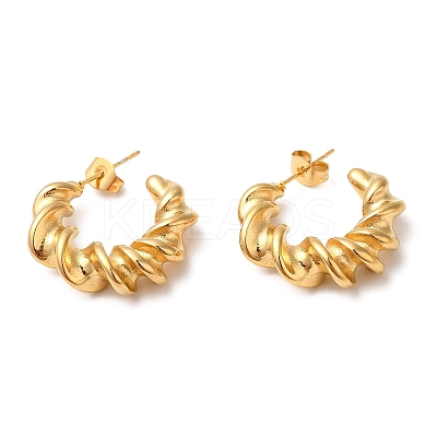 Ion Plating(IP) 304 Stainless Steel Twist Round Earrings LS-EJEW-K244-29G-1