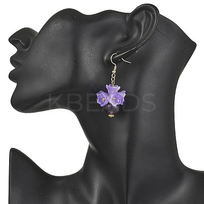 Natural Lapis Lazuli & Natural Rose Quartz & Natural Amethyst 304 Stainless Steel Dangle Earrings EJEW-JE06694-1