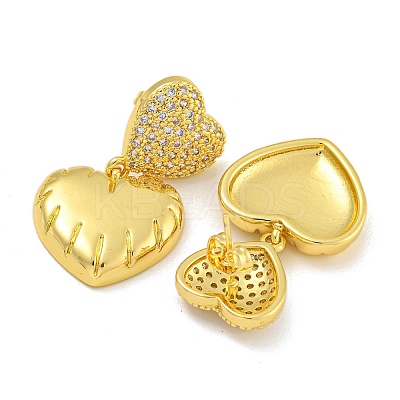 Rack Plating Brass Micro Pave Clear Cubic Zirconia Stud Earrings EJEW-I313-15E-G-1