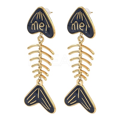 304 Stainless Steel Enamel Dangle Stud Earrings for Women EJEW-L315-06G-01-1