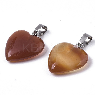 Heart Natural Carnelian Pendants G-Q438-17-1