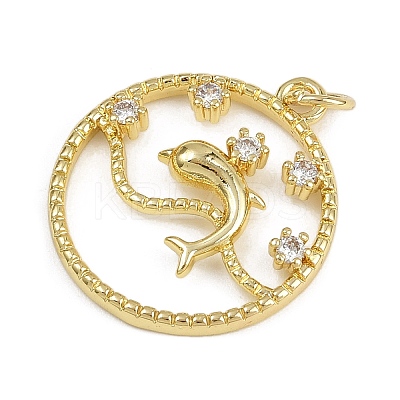 Brass Micro Pave Cubic Zirconia Pendants KK-Z123-12G-1