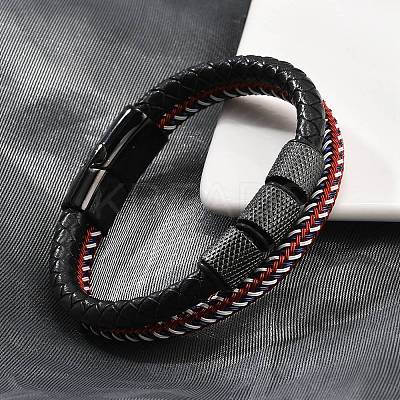 Braided Leather Multi-strand Bracelets BJEW-Z081-15EB-1