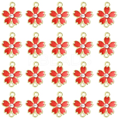 20Pcs Alloy Enamel 5-Petal Flower Connector Charms FIND-YW0009-33B-1