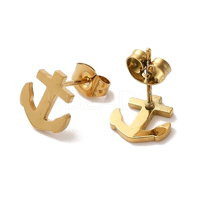 PVD Vacuum Plating 304 Stainless Steel Stud Earrings EJEW-Z040-26G-1