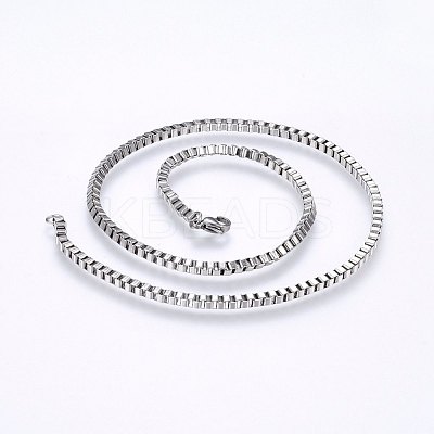 Non-Tarnish 304 Stainless Steel Box Chain Necklaces NJEW-F226-05P-02-1