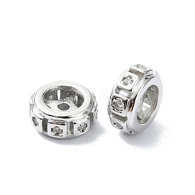 Rack Plating Brass Micro Pave Clear Cubic Zirconia Beads KK-U014-07P-1