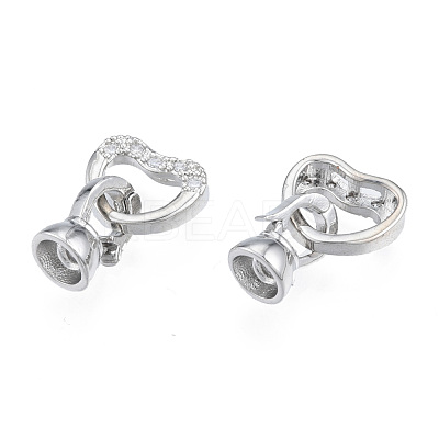 Brass Pave Clear Cubic Zirconia Fold Over Clasps KK-N231-362P-1