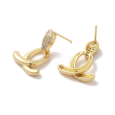 Brass Micro Pave Cubic Zirconia Earrings for Women EJEW-E301-06G-1