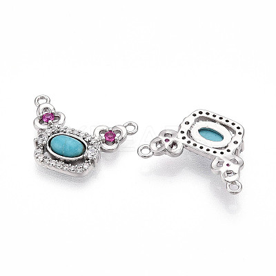 Synthetic Turquoise Rectangle with Flower Pendants KK-N258-15P-1
