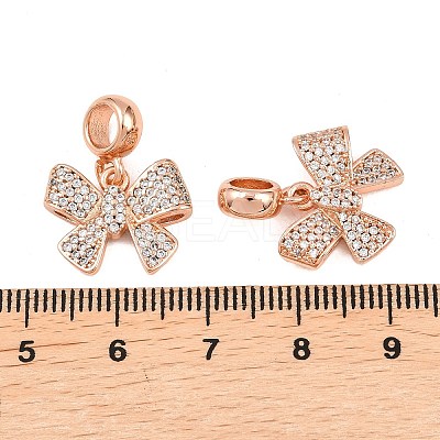 Brass Micro Pave Cubic Zirconia European Dangle Charms ZIRC-E163-15RG-1