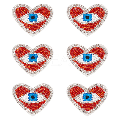 Heart with Evil Eye Embroidered Appliques LS-DIY-WH0401-27-1