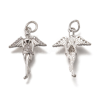 Brass Micro Pave Clear Cubic Zirconia Pendants ZIRC-I051-10P-1