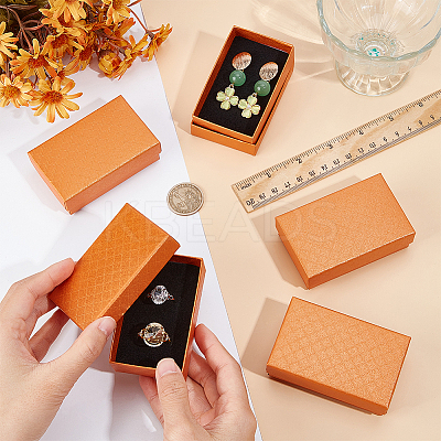 Cardboard Diamond Print Jewelry Storage Box LS-CON-WH0084-79-1