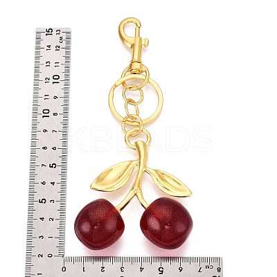 Alloy Resin Cherry Keychains PALLOY-N179-15G-1