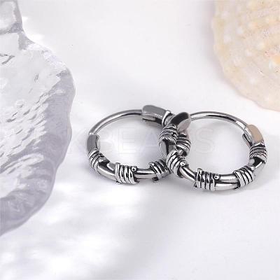 316 Stainless Steel Thorns Hoop Earrings for Men Women EJEW-SZ0001-96-1