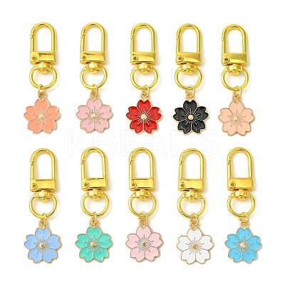 10Pcs 10 Colors Flower Alloy Enamel Pendant Decorations HJEW-JM02753-1