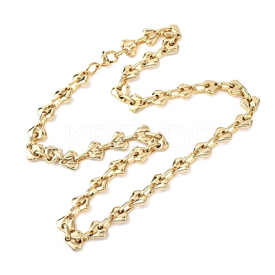 304 Stainless Steel Diamond Shape Link Chain Necklaces for Women Men NJEW-F363-01G-1