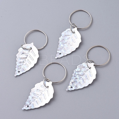 Plastic Paillette/Sequin Hair Braid Rings Pendants KEYC-TAC0001-03G-1