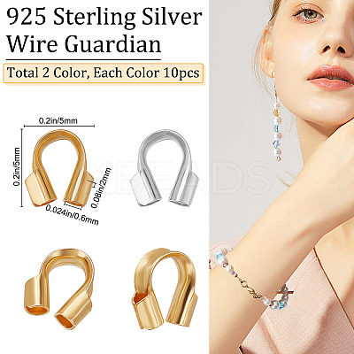 20Pcs 2 Colors 925 Sterling Silver Wire Guardian and Protectors STER-BBC0001-24-1