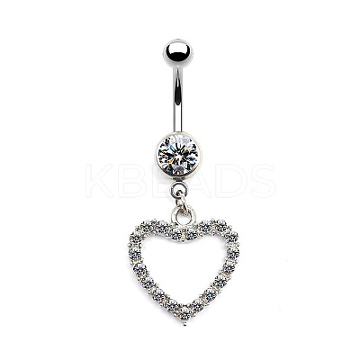 316L Surgical Stainless Steel Clear Cubic Zirconia Dangle Belly Button Rings WG93CBC-02-1