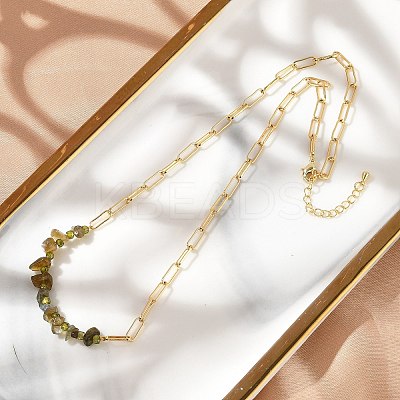 Natural Larvikite Chip Beaded Necklaces NJEW-C070-04G-02-1
