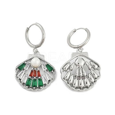 304 Stainless Steel Micro Pave Cubic Zirconia Hoop Earrings EJEW-A119-07P-1