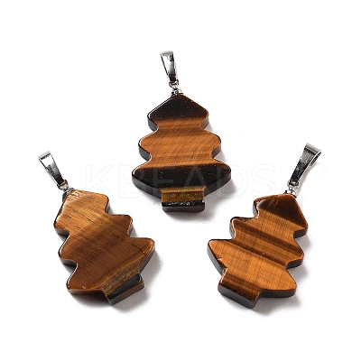 Natural Tiger Eye Pendants G-A203-01G-P-1