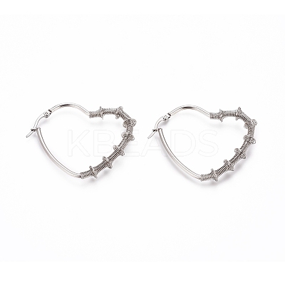 Non-Tarnish Long-Lasting Plated 304 Stainless Steel Wire Wrapped Hoop Earrings LS-EJEW-D250-01B-P-1